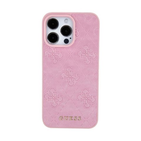 Guess Leather 4G Stamped - Etui iPhone 15 (różowy)