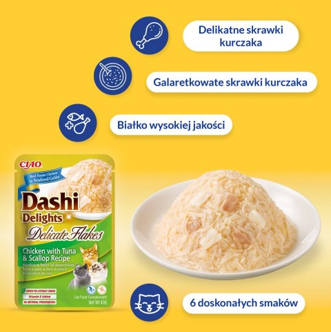INABA CAT DASHI DELIGHTS FLAKES CHICKEN CHEESE 40g INABA CAT DASHI DELIGHTS FLAKES CHICKEN CHEESE 40g