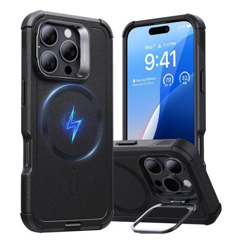 Etui Cyber Tough (HaloLock) ESR ze stojakiem do iPhone 16 Pro (czarne) Etui Cyber Tough (HaloLock) ESR ze stojakiem do iPhone 16 Pro (czarne)