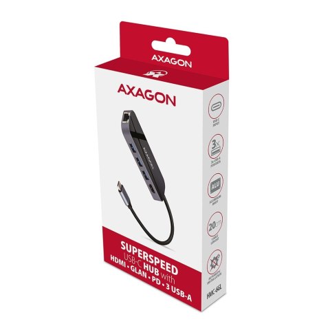 Axagon HMC-6GL stacja dokująca USB 3.2 Gen 1 (3.1 Gen 1) Type-C Czarny, Szary