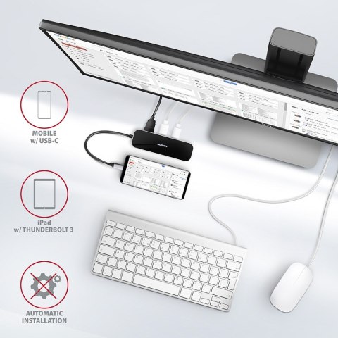 Axagon HMC-6GL stacja dokująca USB 3.2 Gen 1 (3.1 Gen 1) Type-C Czarny, Szary