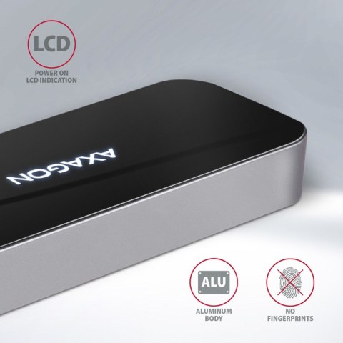 Axagon HMC-6GL stacja dokująca USB 3.2 Gen 1 (3.1 Gen 1) Type-C Czarny, Szary