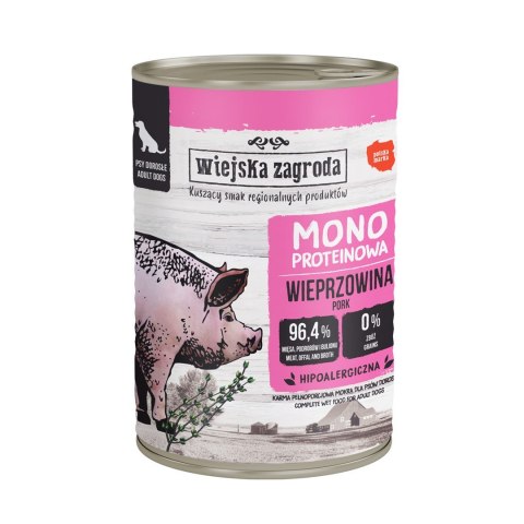 Wiejska Zagroda Monobiałkowa dla psa Wieprzowina 400g Wiejska Zagroda Monobiałkowa dla psa Wieprzowina 400g