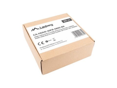 Kabel HDMI M/M v2.0 CA-HDMI-20FB-0800-BK 80m czarny Kabel HDMI M/M v2.0 CA-HDMI-20FB-0800-BK 80m czarny