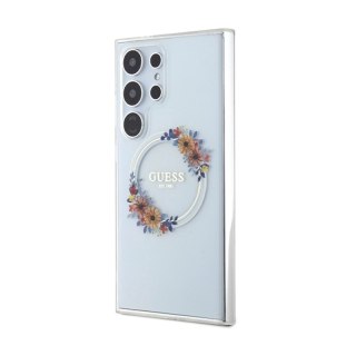 Guess IML Flowers Wreath MagSafe - Etui Samsung Galaxy S24 Ultra (przezroczysty)