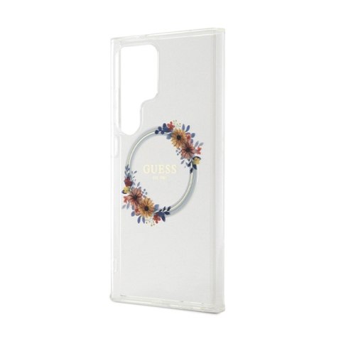 Guess IML Flowers Wreath MagSafe - Etui Samsung Galaxy S24 Ultra (przezroczysty)