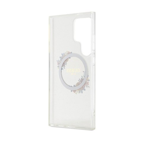 Guess IML Flowers Wreath MagSafe - Etui Samsung Galaxy S24 Ultra (przezroczysty)