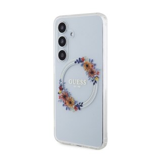 Guess IML Flowers Wreath MagSafe - Etui Samsung Galaxy S24 (przezroczysty)