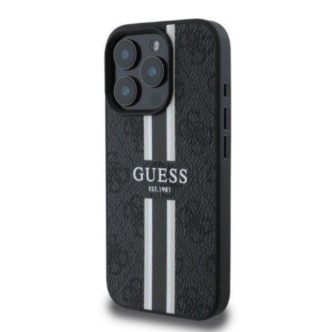 Guess 4G Printed Stripes MagSafe - Etui iPhone 16 Pro (czarny) Guess 4G Printed Stripes MagSafe - Etui iPhone 16 Pro (czarny)