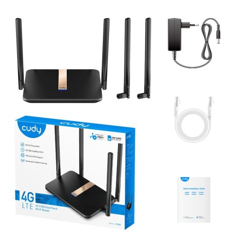 Router CUDY LT500D_EU LAN 10/100 AC1200 Dual Band Wi-Fi Mesh 4G LTE Cat.4 SIM Router CUDY LT500D_EU LAN 10/100 AC1200 Dual Band Wi-Fi Mesh 4G LTE Cat.4 SIM