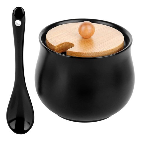 CUKIERNICA CUKIERNICZKA CERAMICZNA Z ŁYŻECZKĄ CZARNA 139683 CUKIERNICA CUKIERNICZKA CERAMICZNA Z ŁYŻECZKĄ CZARNA 139683