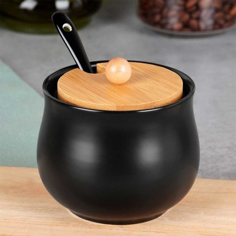 CUKIERNICA CUKIERNICZKA CERAMICZNA Z ŁYŻECZKĄ CZARNA 139683 CUKIERNICA CUKIERNICZKA CERAMICZNA Z ŁYŻECZKĄ CZARNA 139683