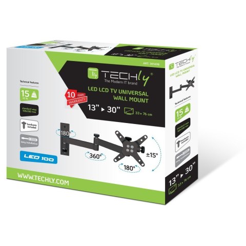 Techly ICA-LCD 104BK uchwyt do telewizorów 76,2 cm (30") Czarny Techly ICA-LCD 104BK uchwyt do telewizorów 76,2 cm (30") Czarny