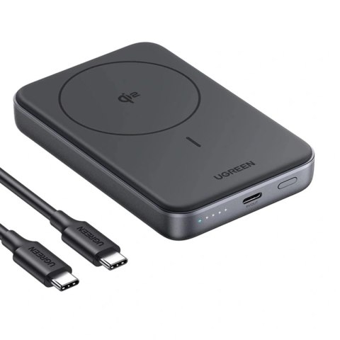 Powerbank magnetyczny 10000mAh Ugreen PB761, Qi2, 30W, Magsafe + kabel USB-C (czarny) Powerbank magnetyczny 10000mAh Ugreen PB761, Qi2, 30W, Magsafe + kabel USB-C (czarny)