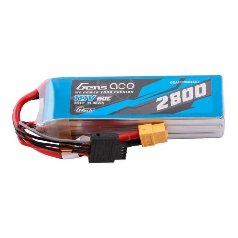 Gens ace G-Tech Soaring 2800mAh 11.1V 60C 3S1P LiPo XT60 Gens ace G-Tech Soaring 2800mAh 11.1V 60C 3S1P LiPo XT60