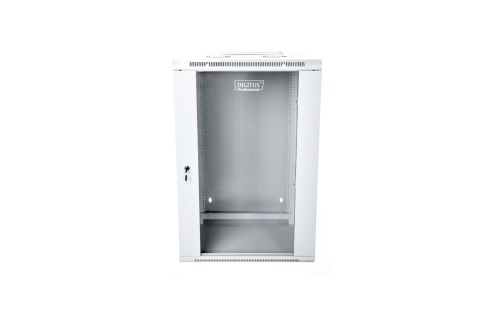 Szafa sieciowa wisząca 19" 15U rack 600x600, drzwi szyba, szary, dzielona, złożona, 60kg