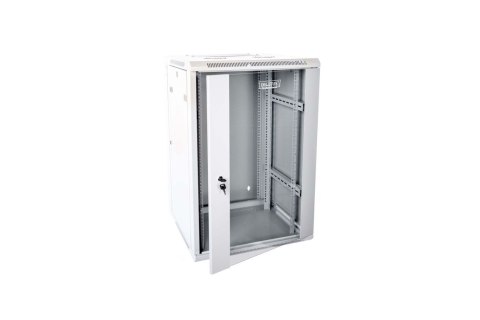 Szafa sieciowa wisząca 19" 15U rack 600x600, drzwi szyba, szary, dzielona, złożona, 60kg