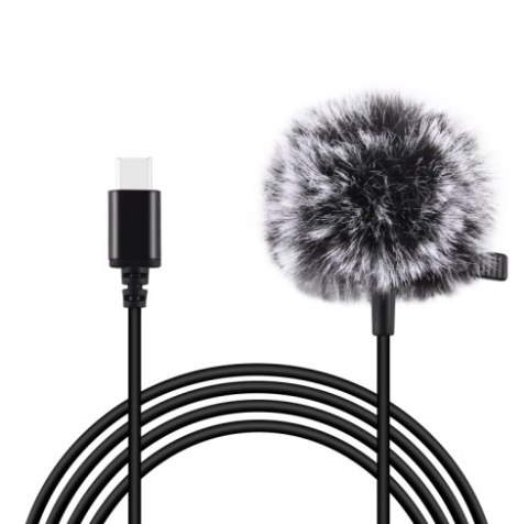 Mikrofon Jack Puluz krawatowy z klipsem PU425 1,5m USB-C Mikrofon Jack Puluz krawatowy z klipsem PU425 1,5m USB-C