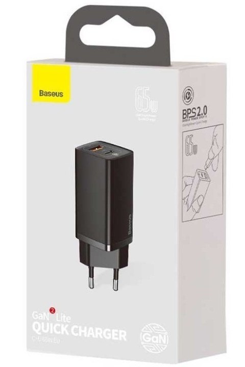 BASEUS ŁADOWARKA SIECIOWA USB + USB-C (CZARNA) BASEUS ŁADOWARKA SIECIOWA USB + USB-C (CZARNA)