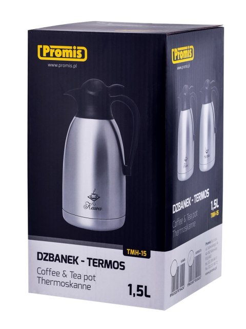 PROMIS DZBANEK STALOWY 1,5 L, NADRUK KAWA TMH15K