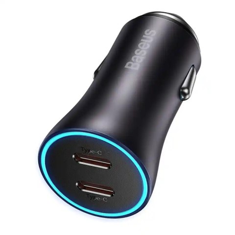 Ładowarka samochodowa Baseus Golden Contactor Pro, 2x USB-C, 40W (szara)