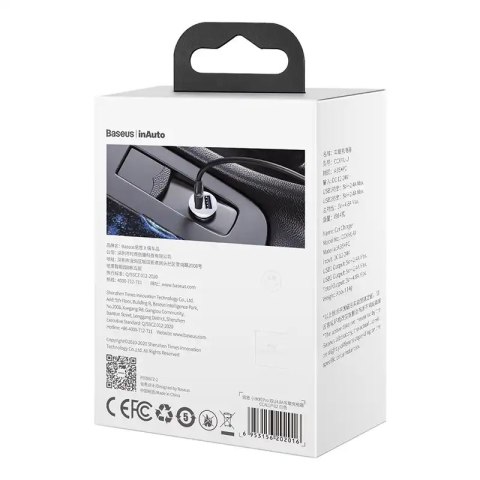 Ładowarka samochodowa Baseus Grain Pro 2x USB 4.8A (biała) Ładowarka samochodowa Baseus Grain Pro 2x USB 4.8A (biała)