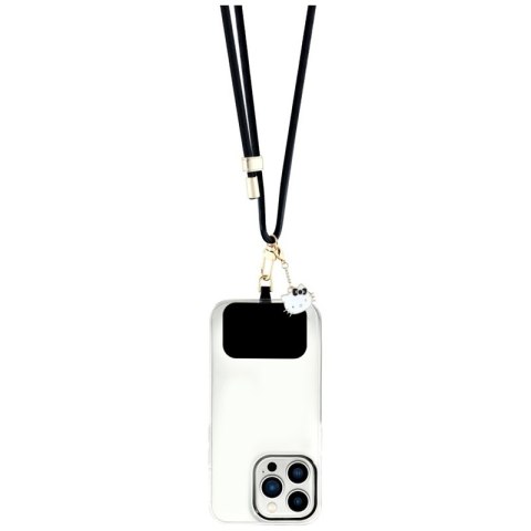 Hello Kitty Patch & Kitty Head Charm - Uniwersalny pasek / smyczka do telefonu (czarny) Hello Kitty Patch & Kitty Head Charm - Uniwersalny pasek / smyczka do telefonu (czarny)