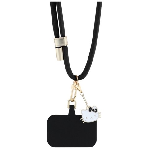 Hello Kitty Patch & Kitty Head Charm - Uniwersalny pasek / smyczka do telefonu (czarny) Hello Kitty Patch & Kitty Head Charm - Uniwersalny pasek / smyczka do telefonu (czarny)