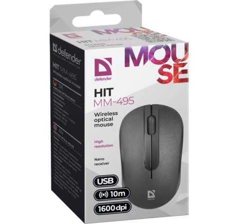 Mysz bezprzewodowa optyczna HIT MM-495 czarna 1600 dpi Mysz bezprzewodowa optyczna HIT MM-495 czarna 1600 dpi