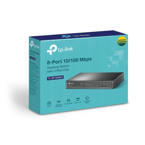 Switch TP-LINK TL-SF1008LP Przełącznik typu desktop, 8 portów 10/100 Mb/s, 4 porty PoE , 8 portów RJ45 10/100 Mb/s, 4 porty PoE, Switch TP-LINK TL-SF1008LP Przełącznik typu desktop, 8 portów 10/100 Mb/s, 4 porty PoE , 8 portów RJ45 10/100 Mb/s, 4 porty PoE,