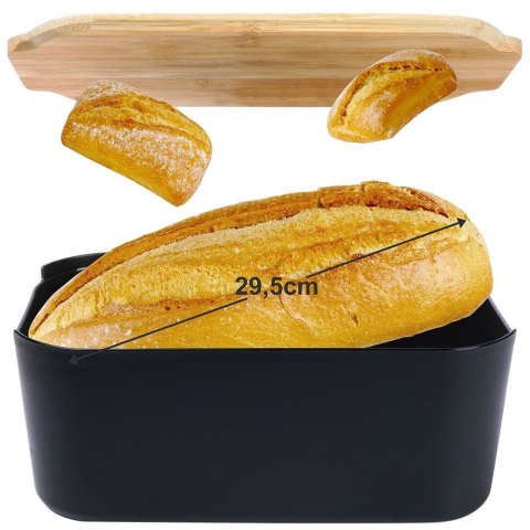 Chlebak z deską czarny 33x18,5x12 cm Chlebak z deską czarny 33x18,5x12 cm