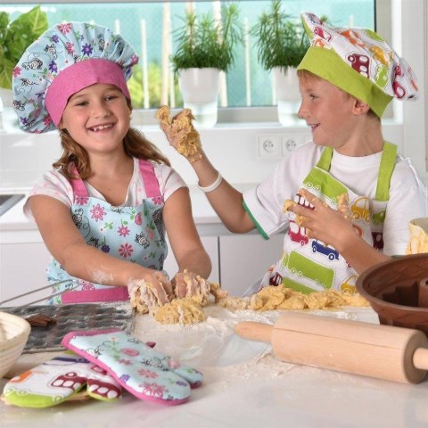 Fartuch kuchenny rękawica czapka dla dzieci auta zestaw kucharza dziecięcy 3 elementy Fartuch kuchenny rękawica czapka dla dzieci auta zestaw kucharza dziecięcy 3 elementy