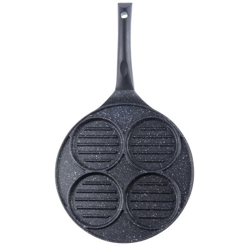 Patelnia grillowa do smażenia burgerów jajek placków granitowa 4 otwory GRANDE 26,5 cm Patelnia grillowa do smażenia burgerów jajek placków granitowa 4 otwory GRANDE 26,5 cm