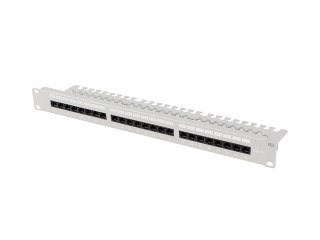 PATCH PANEL 24 PORT 1U 19" KAT.6A UTP Z ORGANIZEREM KABLOWYM SZARY LANBERG