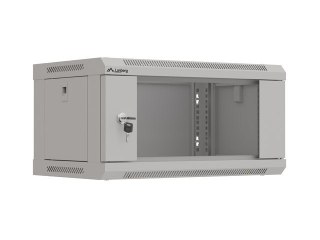 Szafa instalacyjna rack wisząca 19" 4U 540X350 szara drzwi przeszklone Lanberg (flat pack)