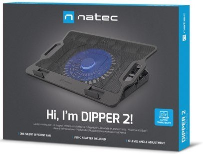 PODSTAWKA CHŁODZĄCA POD LAPTOPA NATEC DIPPER 2 12.1-17.3" Z WENTYLATOREM, PODŚWIETLENIE, 2 USB