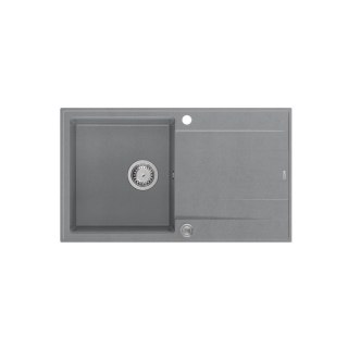 Zlewozmywak granitowy QUADRON EVAN 111 szary wpuszczany + syfon Push-2-Open