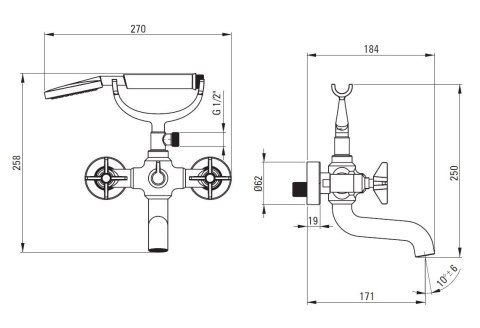 Deante Temisto BQTN11D bateria wannowo-prysznicowa Deante Temisto BQTN11D bateria wannowo-prysznicowa
