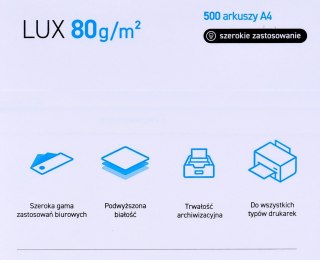 Papier xero ksero biurowy POLLUX (A4; 80g/m2; 500 szt.; Matowy)